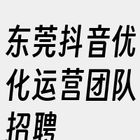 东莞抖音优化运营团队招聘