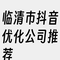 临清市抖音优化公司推荐