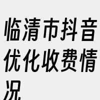 临清市抖音优化收费情况