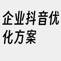 企业抖音优化方案