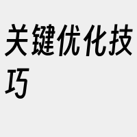 关键优化技巧