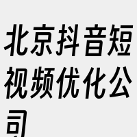 北京抖音短视频优化公司