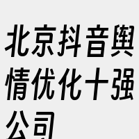 北京抖音舆情优化十强公司