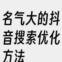 名气大的抖音搜索优化方法