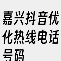 嘉兴抖音优化热线电话号码