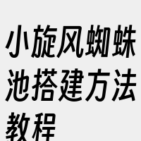 小旋风蜘蛛池搭建方法教程