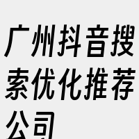 广州抖音搜索优化推荐公司