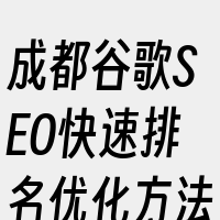 成都谷歌SEO快速排名优化方法