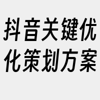 抖音关键优化策划方案