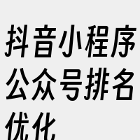 抖音小程序公众号排名优化