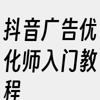 抖音广告优化师入门教程