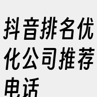 抖音排名优化公司推荐电话