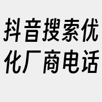 抖音搜索优化厂商电话