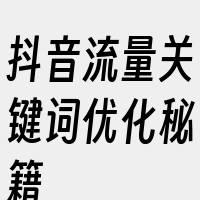 抖音流量关键词优化秘籍