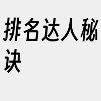 排名达人秘诀