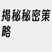 揭秘秘密策略