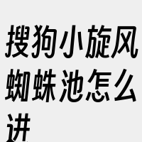 搜狗小旋风蜘蛛池怎么进