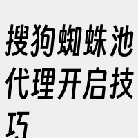 搜狗蜘蛛池代理开启技巧