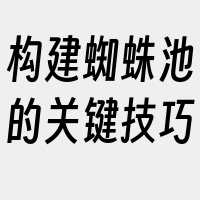 构建蜘蛛池的关键技巧