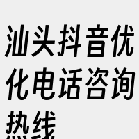 汕头抖音优化电话咨询热线