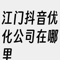 江门抖音优化公司在哪里