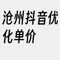 沧州抖音优化单价