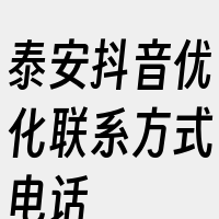 泰安抖音优化联系方式电话