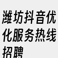 潍坊抖音优化服务热线招聘