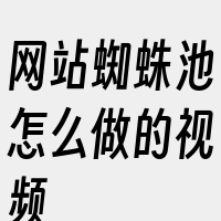 网站蜘蛛池怎么做的视频