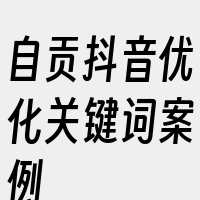 自贡抖音优化关键词案例