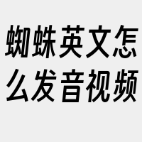 蜘蛛英文怎么发音视频