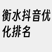 衡水抖音优化排名