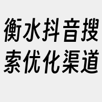 衡水抖音搜索优化渠道