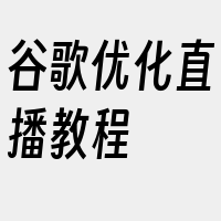 谷歌优化直播教程