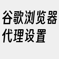 谷歌浏览器代理设置