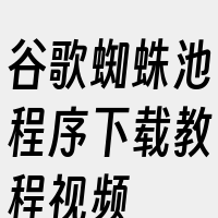 谷歌蜘蛛池程序下载教程视频