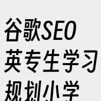 谷歌SEO英专生学习规划小学