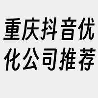 重庆抖音优化公司推荐