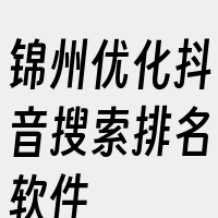 锦州优化抖音搜索排名软件