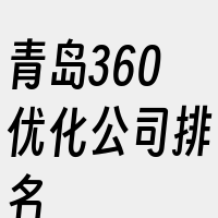 青岛360优化公司排名