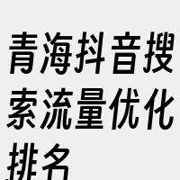 青海抖音搜索流量优化排名