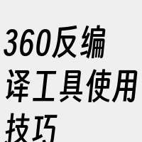 360反编译工具使用技巧