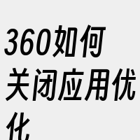 360如何关闭应用优化