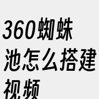 360蜘蛛池怎么搭建视频