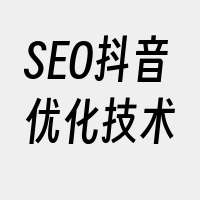 SEO抖音优化技术