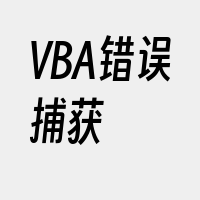 VBA错误捕获