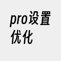 pro设置优化